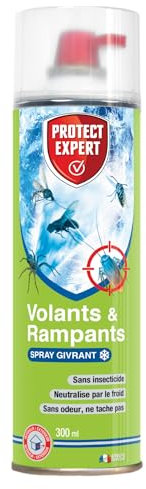 PROTECT EXPERT Aérosol Spray Givrant - Anti Insectes Volants & Rampants - Cafards Punaises Punaises De Lit Fourmis Guêpes Frelons 300ml - Sans Insecticide FREEZ300