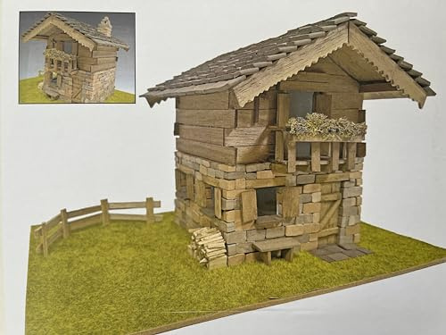 DOMUS KITS Maison Trentina,Kit de montage en bois et briques, assemblage nécessaire, échelle 1:50
