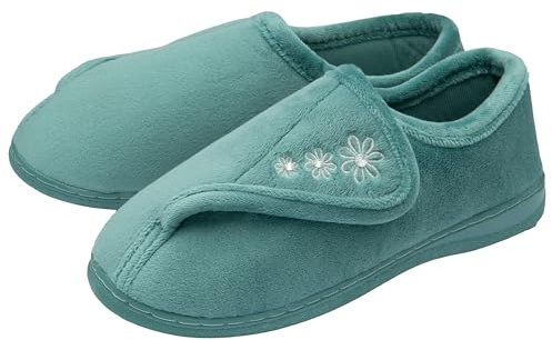 NorthSole Ladies Womens Slippers Slip On Hook & Loop - Teal - UK 5