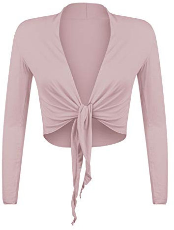 Glamexx24 Damen Elegante Bolero Jäckchen Langarm Achselzucken Strickjacke, Dunkel Rosa, Gr.- S/M