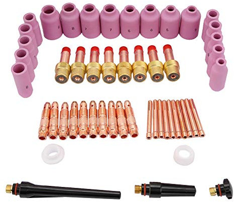 Kit de Torche TIG, Kit de Soudage Accessoires de Consommables pour Torche de Soudage TIG 51 Pièces Tasses de Soudage TIG Série WP 17/18/26 Accessoires de Torche de Soudage TIG