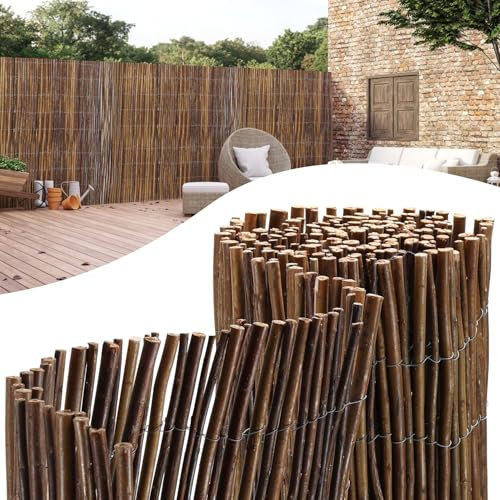 Jaxguom Weidenmatte in 12 Größen, 90x500cm Sichtschutz aus Weidengeflecht,Balkon sichtschutz,Weidenzäune für Gärten,Balkone und Terrassen,Natürlicher Sichtschutzzaun
