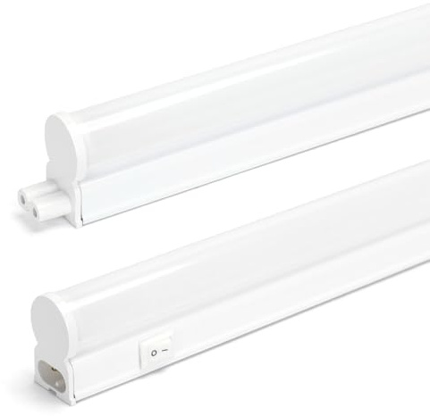 Koppelbare LED Unterbauleuchte Lichtleiste 60cm tageslichtweiß 6500K 990lm flimmerfrei blendfrei mit An/Aus-Schalter, 60cm Netzkabel mit Euro-Stecker Typ C auf C7 & Montagezubehör, L572xB23xH34mm