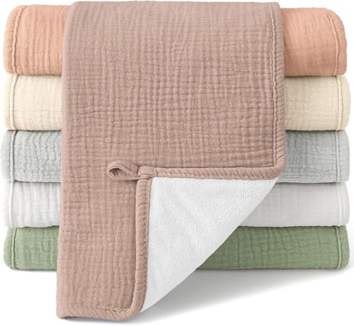 bearmoss Muslin Squares Cloths 100% Cotton Baby Burp Cloth 50x25CM Large Ultra-Absorbent Soft Baby Face Washcloths for Newborn Baby Boy and Girl, 6Pack