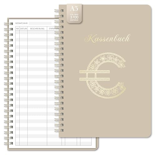 BIROYAL Kassenbuch A5, Übersichtlich & Logisch Strukturiert, Khaki
