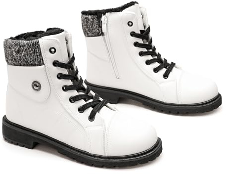 GLAMORA Botines de invierno para mujer impermeables y térmicos con forro cálido y suela antideslizante, botas cómodas con cremallera para caminar, trabajo o senderismo ligero en montaña y ciudad