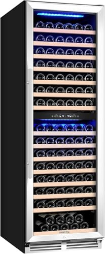 BODEGA Freestanding Wine Fridge Dual Temperature Zone,Wine Cooler for 174 Bottles, 24 Inch Large Wine Refrigerator with Temperature Memory Function,Quiet Operation.