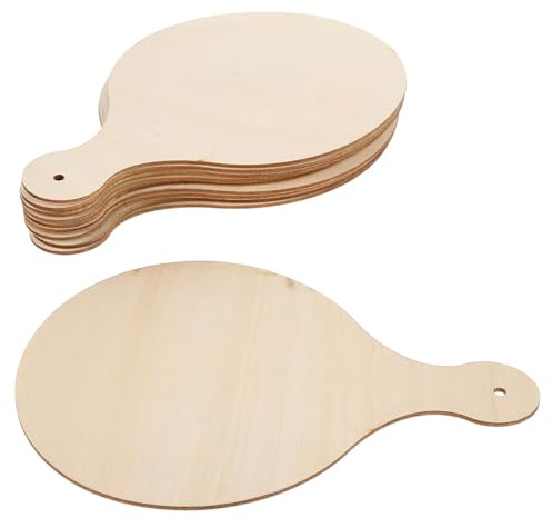 HEALSOPTHY 15 Mini Taglieri in Legno Grezzo Rotondi con Manico, Paletta Artigianale Incompiuta per Salumi e Formaggi, Pagaie Decorative per Decorazioni Fai da Te in Cucina e Festa