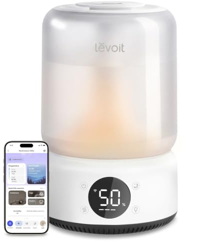 Levoit Smart Luftbefeuchter 21 dB leise für Schlafzimmer, NeoClassic 450S | 4,2 L Top-Fill Humidifier, leicht zu reinigen, Aroma Diffusor, 42 Std., für Babys & Pflanzen, App-/Sprachsteuerung, Reinweiß