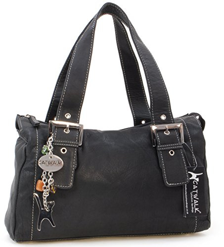 Catwalk Collection Handbags - Borsa a Spalla in Pelle - Borsa a Mano Giorno Media da Donna - Jane - Nero