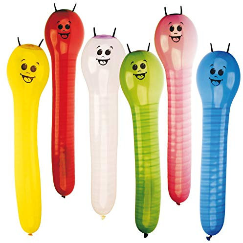 Amscan 450031 - Latex-Figurenballons Raupen, 6 Stück, circa 61 cm lang, Luftballon