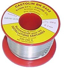 bobine de fil - bn5423 - brasage tendre - sans plomb - etain / cuivre 3% - d2 - 250g - castolin 5423bn2002p