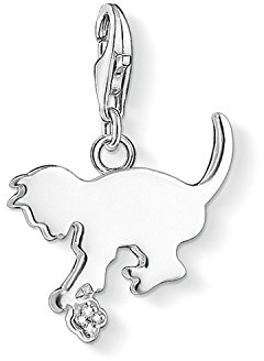 Thomas Sabo Women Charm Pendant Kitten Diamond Charm Club 925 Sterling Silver DC0025-725-14