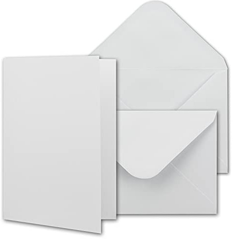 Doppelkarten DIN A6 inkl. Briefumschläge DIN C6 mit Geschenkschachtel - 25er-Set - Blanko Einladungskarten/Faltkarten in Weiß zum Selbstgestalten