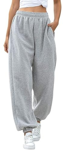 Love My Fashions Women's Plain Gym Sport Jogger Sweatpants & Winters Joggers Pockets Pants and Baggy Elastic Waist Trousers for Casual Hip Hop, Gym and Jogging Light Grey