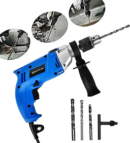 850w Bohrmaschine,Schlagbohrmaschine,mit drei Bohrer,3000 RPM, 2 Funktionen in 1 Hammer und Bohren,360 Grad verstellbarem Zusatzhandgriff