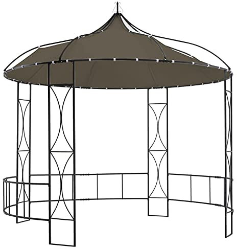 CANLAY Belvédère de Jardin Tonnelle de Patio pavillon de Jardin Belvédère de Jardin Belvédère 300x290 cm Taupe Rond