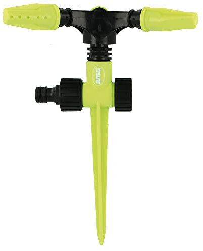 Amig - Arroseur Rotatif Avec 3 Buses | Pointes Pour L'Arrosage De La Pelouse | Ø200 x 230 mm | 3 Bras Rotatifs Et Raccord Rapide | Surface Jusqu'À 78,5 m² | Plastique Abs | Vert Pistache Et Noir