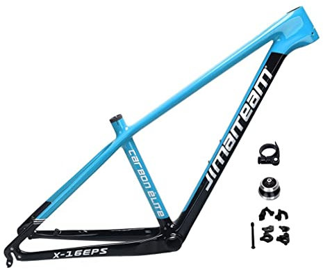 HIMALO Carbon MTB Rahmen 27,5er 29er Hardtail Mountainbike Rahmen 15/17/19'' Scheibenbremsrahmen Steckachse 142mm QR 135mm Austauschbar, Mit Zubehör (Color : Blauw, Size : 29 * 17'')