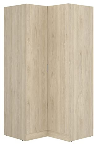 PEGANE Armoire Dressing d'angle en Panneaux de Particules mélaminés Coloris chêne - Longueur 90.5 x Profondeur 92.5 x Hauteur 184.2 cm