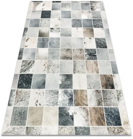 rugsx Alfombra Patchwork 21716 Beige, diseñador, rectángulos, Cuero Artificial, Cuero de Vaca, 160x230 cm