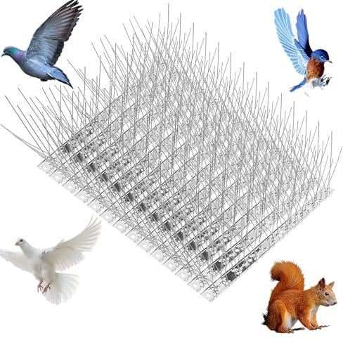 Taubenabwehr Spikes Edelstahl Vogelabwehr 3.5 Meter Taubenschutz Spikes Vogelschreck und Vogelschutz Taubenspikes für Balkon Fenster und Dach Garten (25 cm x 14 Stück)