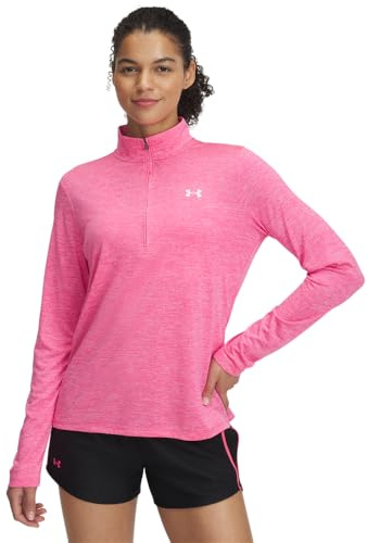 Under Armour Damen Tech 1/2 Zip- Twist Shirt, Super Pink/Weiß, XS EU