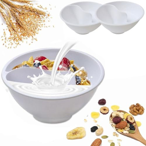 Lot de 2 bols à céréales de 18,5 x 9,9 cm - Ne trempent pas - En plastique - Anti-trempage - Pour collation et yaourt