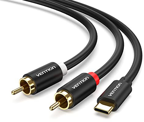 VENTION USB C to 2X RCA Audio Cable Type C to 2RCA Stereo Adapter Cable,USB-C to Dual Cinch Plug Y Cable for Phone,Tablet,Speaker,PS5,Amplifier,DVD,TV,Soundbox,Macbook Pro (1.5M/4.92ft)