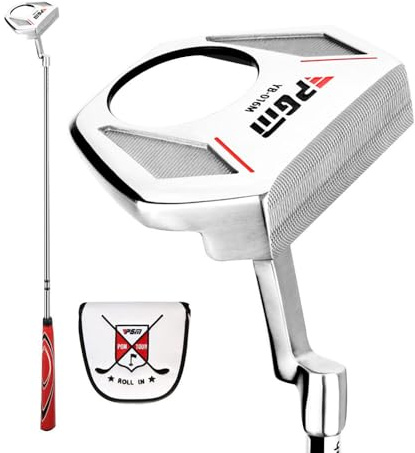 Putter de golf con función de bola de recogida, palo de golf para hombres y mujeres, barra de empuje de golf deportiva con cubierta de cabeza de golf (plateado, putter con cubierta para la cabeza)