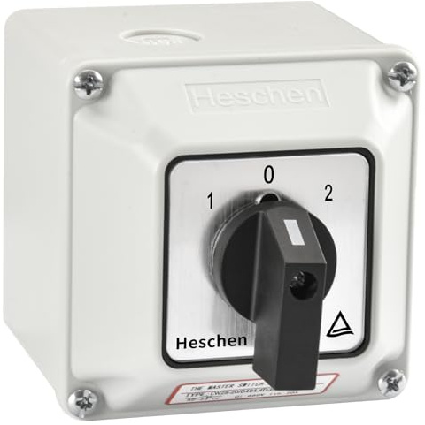 Heschen Universell låsande kamväljare omkopplare, LW28-20/D404.4D-BX, 660 V 20A, ON-AV-EN 3 positioner 16 terminaler, med huvudströmbrytare utomhuslåda, CE