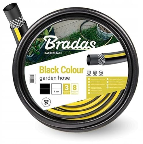 STYLIZER - Gartenschlauch 1/2 Zoll, verstärkt - 50m dreischichtiger Wasserschlauch - UV-beständig - Gartenschlauch mit einem Durchmesser von 12,7 mm, biege- und verdrehfest - Schwarz-gelb