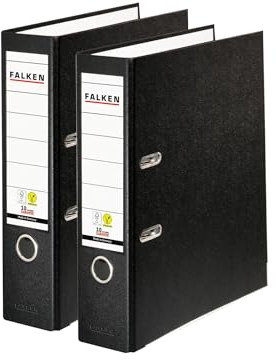 Original Falken 2er Pack PP-Color Ordner. Made in Germany. 8 cm breit DIN A4 Schwarz Vegan Kunststoff-Ordner Ringordner Aktenordner Briefordner Büroordner Plastikordner Schlitzordner