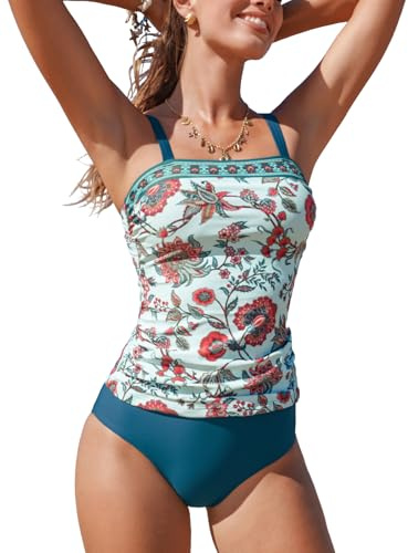 CUPSHE Set Costumi da Bagno da Donna Tankini a Due Pezzi Costume da Bagno Quadrato Collo Regolabili Spalline Costumi da Bagno a Vita Alta, S