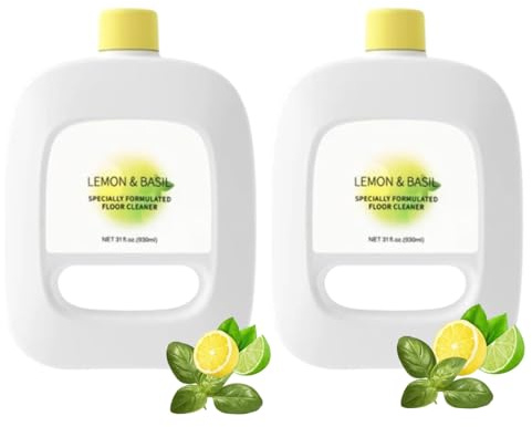 Golvrengöringslösning kompatibel med Narwal Freo/Freo X Ultra/J4/J3/J2/J1 rengöringsmedel med citron- och basilika doft soprobottillbehör golvrengöring speciell rengöringsvätska (2 pack 62,9 fl.oz)