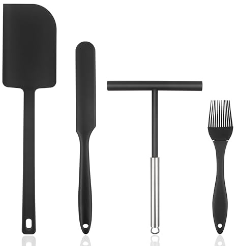 4 Pièces Distributeur Pate a Crepe, Etaleur Crepe En Forme De T & Pinceau à Huile, Spatule Silicone Anti-Adhérent Pour La Cuisine Faire Des Crêpes Pizza