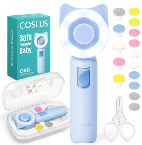 COSLUS C50 Baby Electric Nail File 16 in1, Safe for Trim Grind Gentle
