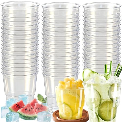 Rliocvhe 50 Vasos de Plástico Reutilizables 200 ml, Vasos Plastico Duro, Copos Festa, Vasos Sidra Plastico Duro Para Cócteles, Champán, Cerveza, Martinis, Para bodas, fiestas, Navidad