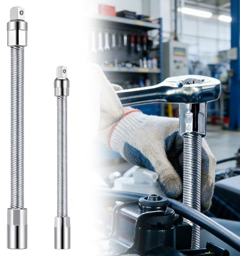 2 Pcs Universal Extension for Drills Silver Wrench Extensions Flexible Socket Extension Drive Socket Driver Handle Flex Shaft Extensions Sockets Drill Bit Holder for Tight Spaces (5.5 Inch, 8 Inch)
