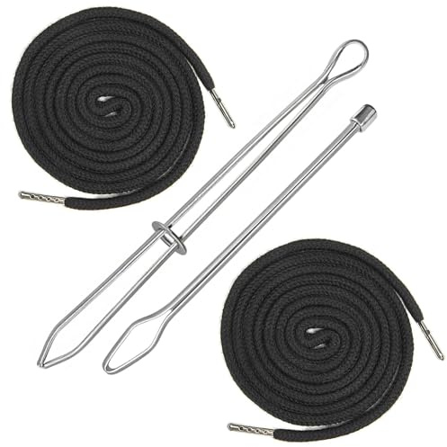 Aililong Cordón Pantalones de chándal y Sudadera con Capucha - 2 Piezas 130 cm Pasador tracción, Negro, cordón pantalón, reemplazo elástico Cintura