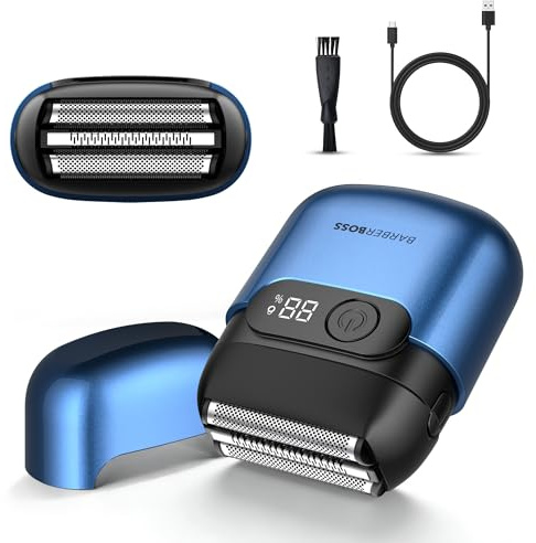 BarberBoss Afeitadora eléctrica para hombre, afeitadora eléctrica inalámbrica para hombre, cuchillas flotantes flexibles, cabeza magnética, afeitadora compacta para hombres, QR-2751
