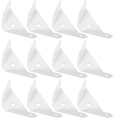 LIFKOME Lot de 12 Équerres D’Angle Blanches à 90° en Acier Renforcé, Supports D’étagère Comptoir, Fixation Triple Face pour Armoires, Commodes et Meubles Suspendus, Taille Petite