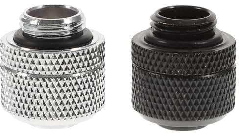 Cabilock Raccordi a Compressione per Tubi G1/4 in Ottone Cromato, Set 2 Pezzi Connettori Filettati per Sistemi di Raffreddamento a Liquido Pc, Accessori Durevoli e Compatibili per Pompe