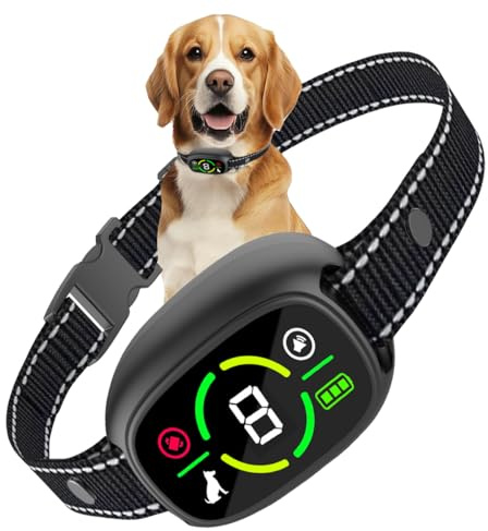 Collar de ladridos de perro, collar inteligente antiladridos recargable, pantalla digital