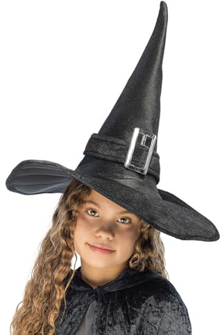 Boland 00157 - Hexen-Hut Kendra, für Kinder, Schwarz, silberne Schnalle, Kostüm, Accessoire, Karneval, Themenparty, Mottoparty