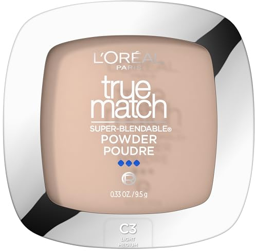 L'Oreal Paris True Match Super Blendable Oil Free Foundation Powder, C3 Light Medium, 0.33 oz, Packaging May Vary