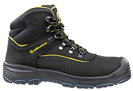 ALBATROS Gravel MID arbetssko säkerhetssko S3 SRC stålhätta penetrationsskydd halkfri män, Svart gul 263, 39 EU