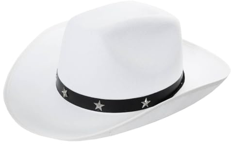 Cowboy hattar stjärna dubbad maskeradtillbehör i svart/brun/vit/rosa/röd/grön - hatt dubbad cowgirl hattar vilda västern