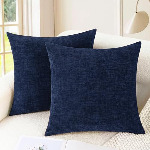 CaliTime Decorative Couch Throw Pillow Covers 22 X 22 Inches Navy Blue
