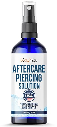 BodyJ4You Piercing Aftercare Spray - Saline Solution for Piercings Wound Wash Sterile Saline - Keloid Bump Removal Ear Nose Septum Belly Button Cartilage - Sea Salt Earring Cleaner Fine Mist 2 Fl Oz
